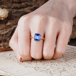 Classic 4 Prong Emerald Cut Sapphire Statement Ring - Additional view