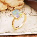 Classic 4 Prong Emerald Cut Fire Opal Statement Ring - Additional view