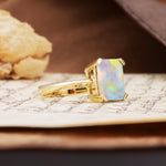 Classic 4 Prong Emerald Cut Fire Opal Statement Ring - Additional view