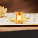 Classic 4 Prong Emerald Cut Citrine Statement Ring - Additional view