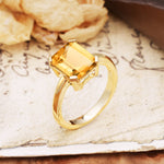 Classic 4 Prong Emerald Cut Citrine Statement Ring - Additional view