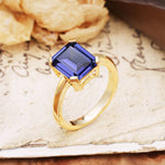 Classic 4 Prong Emerald Cut Tanzanite Statement Ring - Additional view