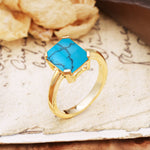Classic 4 Prong Emerald Cut Turquoise Statement Ring - Additional view