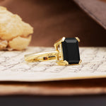 Classic 4 Prong Emerald Cut Black Onyx Statement Ring - Additional view