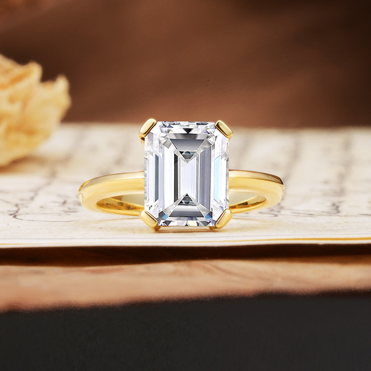 Classic 4 Prong Emerald Cut Lab Diamond Statement Ring - Additional view
