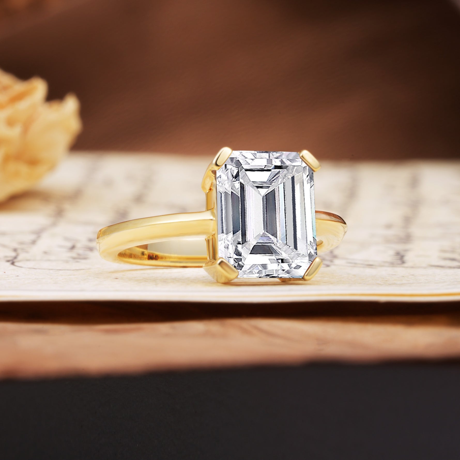 Classic 4 Prong Emerald Cut Lab Diamond Statement Ring - Additional view
