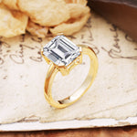 Classic 4 Prong Emerald Cut Lab Diamond Statement Ring - Additional view