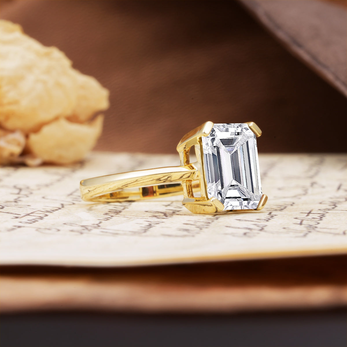 Classic 4 Prong Emerald Cut Lab Diamond Statement Ring - Additional view