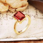 Classic 4 Prong Emerald Cut Garnet Statement Ring - Additional view