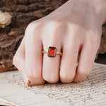 Classic 4 Prong Emerald Cut Garnet Statement Ring - Additional view