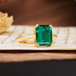 Classic 4 Prong Emerald Cut Emerald Statement Ring - Additional view