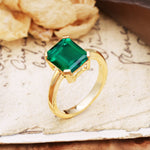 Classic 4 Prong Emerald Cut Emerald Statement Ring - Additional view