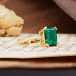 Classic 4 Prong Emerald Cut Emerald Statement Ring - Additional view