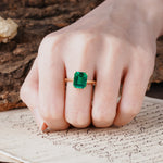 Classic 4 Prong Emerald Cut Emerald Statement Ring - Additional view