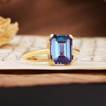Classic 4 Prong Emerald Cut Alexandrite Statement Ring - Additional view