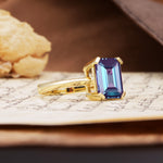 Classic 4 Prong Emerald Cut Alexandrite Statement Ring - Additional view