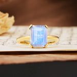Classic 4 Prong Emerald Cut Moonstone Statement Ring - Additional view