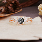Vintage Round Cut Black Rutilated Quartz Halo Twisted Engagement Ring - Additional view