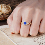 Vintage Round Cut Sapphire Halo Twisted Engagement Ring - Additional view