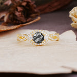 Vintage Round Cut Black Rutilated Quartz Halo Twisted Engagement Ring - Additional view