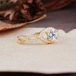 Vintage Round Cut Lab Diamond Halo Twisted Engagement Ring - Additional view