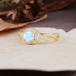 Vintage Round Cut Moonstone Halo Twisted Engagement Ring - Additional view