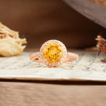 Luxurious and Dazzling 4 Prong Round Cut Citrine Engagement Ring - Additional view