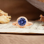 Luxurious and Dazzling 4 Prong Round Cut Tanzanite Engagement Ring - Additional view