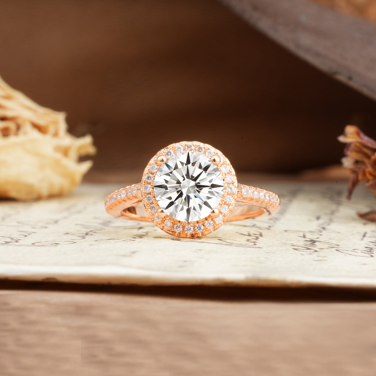 Luxurious and Dazzling 4 Prong Round Cut Lab Diamond Engagement Ring - Additional view
