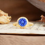 Luxurious and Dazzling 4 Prong Round Cut Sapphire Engagement Ring - Additional view