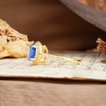Luxurious and Dazzling 4 Prong Round Cut Sapphire Engagement Ring - Additional view