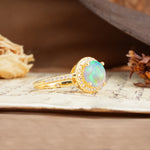 Luxurious and Dazzling 4 Prong Round Cut Fire Opal Engagement Ring - Additional view