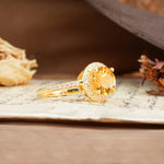 Luxurious and Dazzling 4 Prong Round Cut Citrine Engagement Ring - Additional view