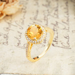 Luxurious and Dazzling 4 Prong Round Cut Citrine Engagement Ring - Additional view