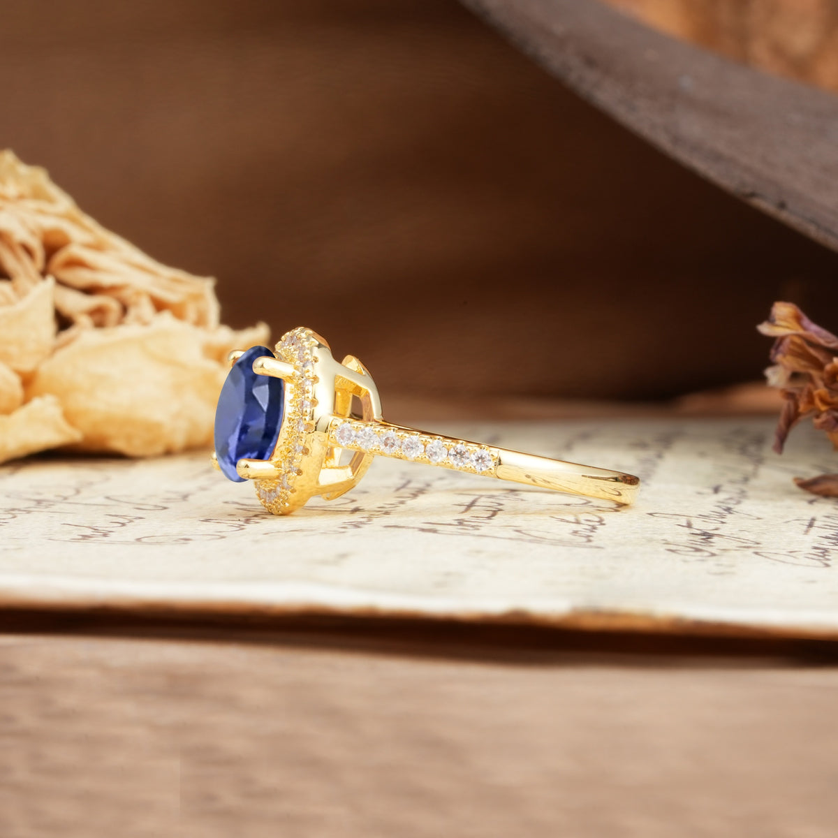 Luxurious and Dazzling 4 Prong Round Cut Tanzanite Engagement Ring - Additional view