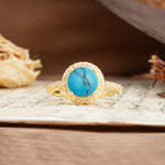 Luxurious and Dazzling 4 Prong Round Cut Turquoise Engagement Ring - Additional view