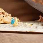 Luxurious and Dazzling 4 Prong Round Cut Turquoise Engagement Ring - Additional view