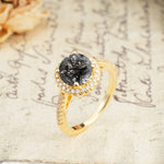 Luxurious and Dazzling 4 Prong Round Cut Black Rutilated Quartz Engagement Ring - Additional view