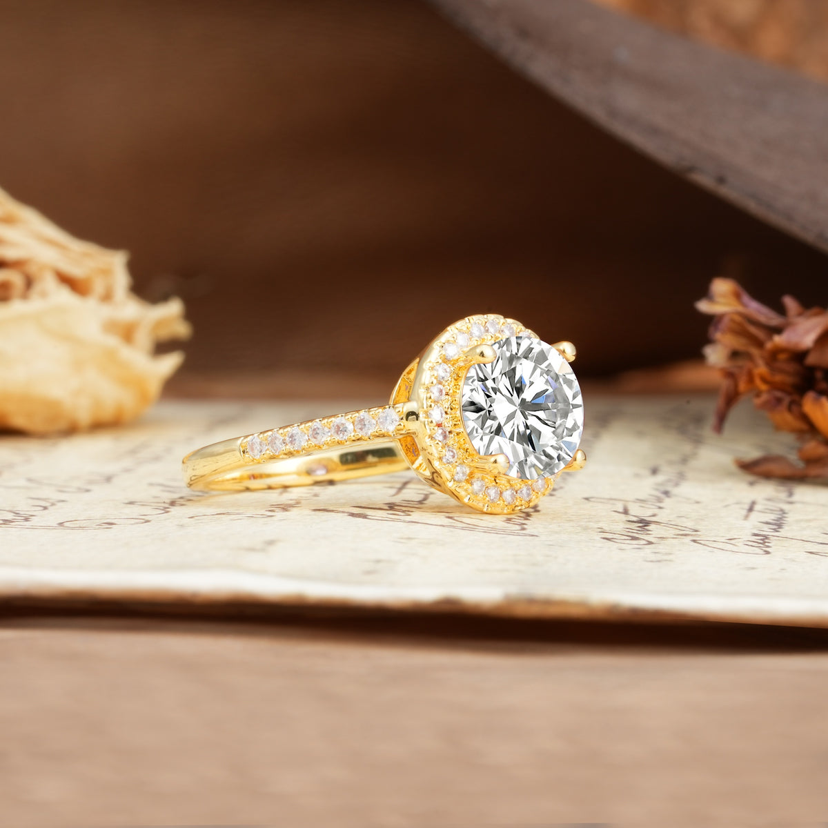 Luxurious and Dazzling 4 Prong Round Cut Lab Diamond Engagement Ring - Additional view