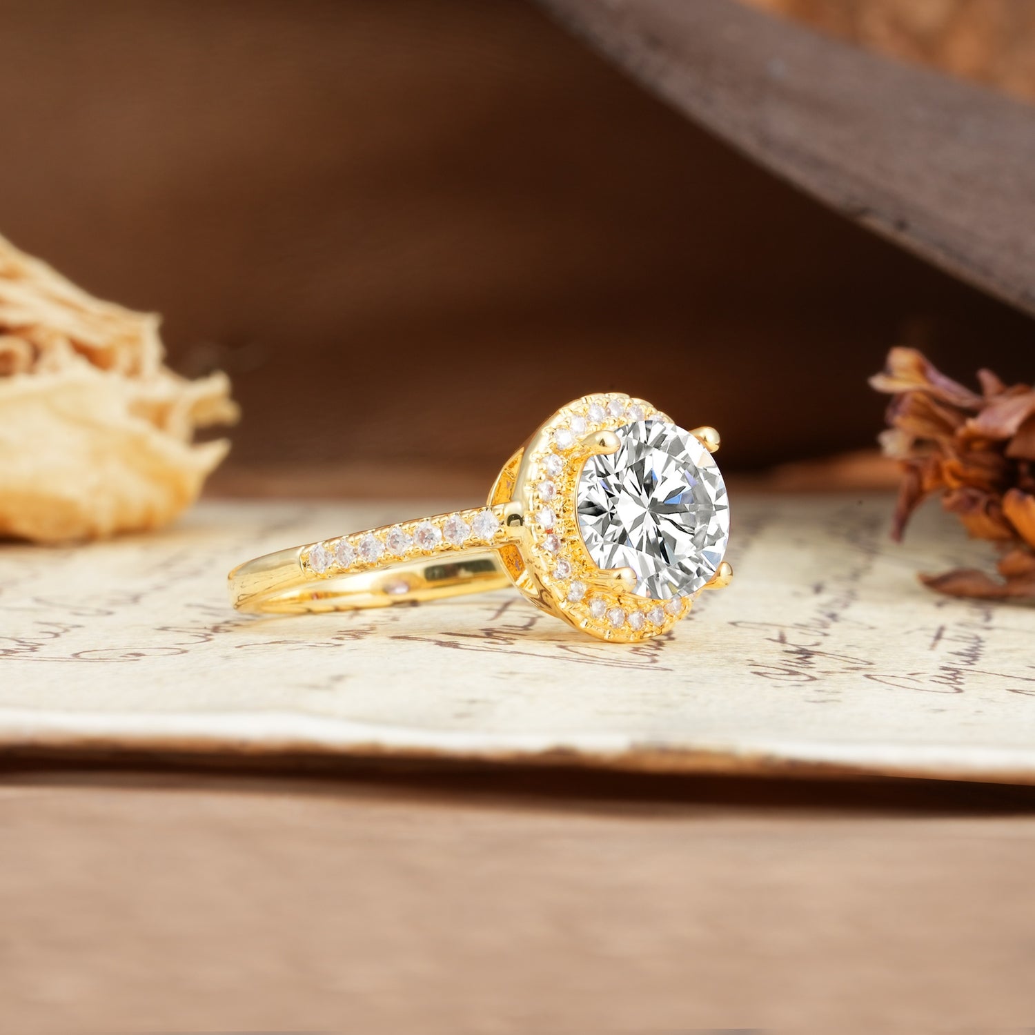 Luxurious and Dazzling 4 Prong Round Cut Lab Diamond Engagement Ring - Additional view