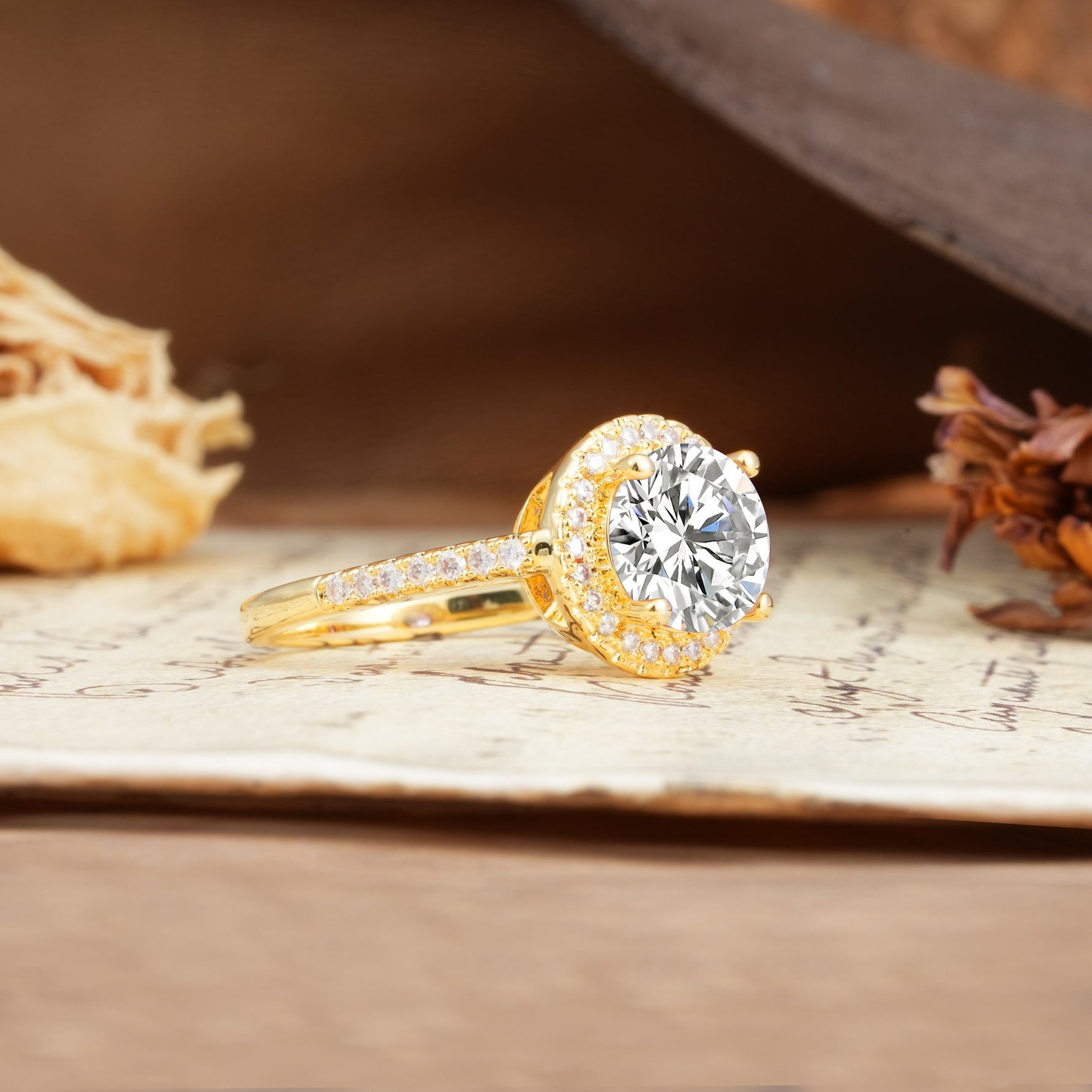 Luxurious and Dazzling 4 Prong Round Cut Lab Diamond Engagement Ring - Additional view