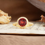 Luxurious and Dazzling 4 Prong Round Cut Garnet Engagement Ring - Additional view
