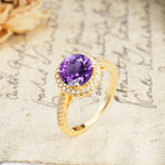 Luxurious and Dazzling 4 Prong Round Cut Amethyst Engagement Ring - Additional view