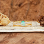 Vintage Art Deco Baguette Fire Opal Alternating Stacking Wedding Band - Yellow-Gold