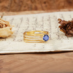 Vintage Art Deco Baguette Tanzanite Alternating Stacking Wedding Band - Rose-Gold