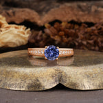 Retro-Minimalist 4-Prong Round Cut Tanzanite Engagement Ring - Additional view