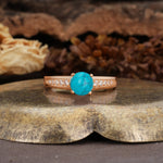 Retro-Minimalist 4-Prong Round Cut Turquoise Engagement Ring - Additional view