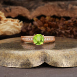 Retro-Minimalist 4-Prong Round Cut Peridot Engagement Ring - Additional view
