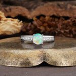 Retro-Minimalist 4-Prong Round Cut Fire Opal Engagement Ring - Additional view