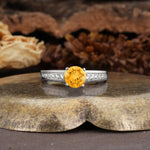 Retro-Minimalist 4-Prong Round Cut Citrine Engagement Ring - Additional view